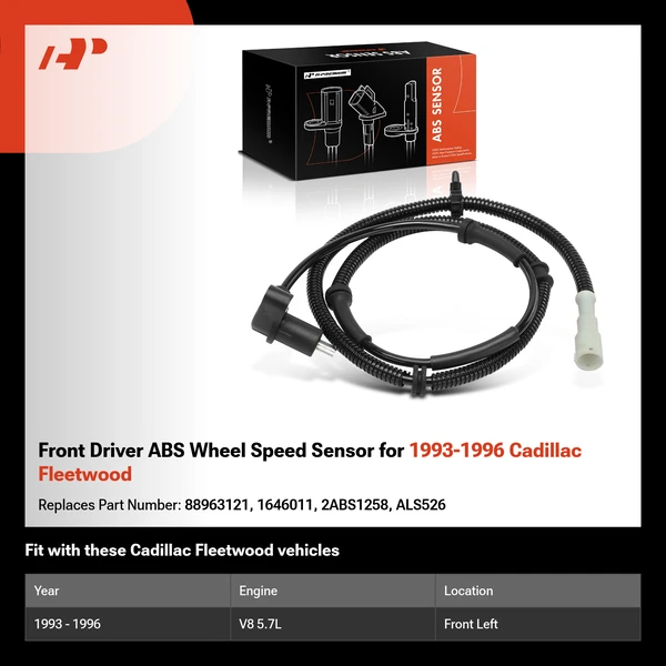 Front Driver ABS Wheel Speed Sensor for 1993-1996 Cadillac Fleetwood