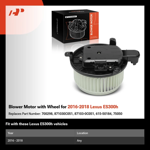 Blower Motor with Wheel for 2016-2018 Lexus ES300h