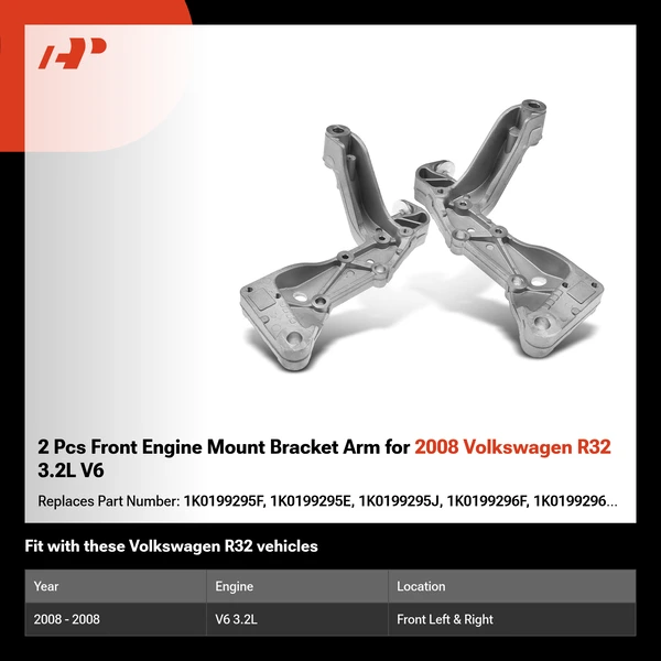 2 Pcs Front Engine Mount Bracket Arm for 2008 Volkswagen R32 3.2L V6