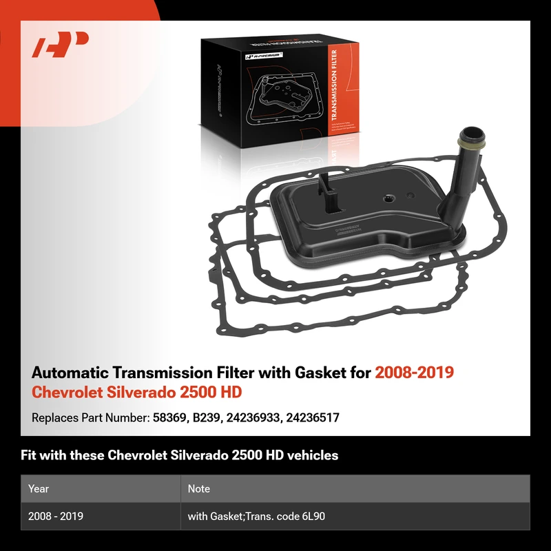 Automatic Transmission Filter with Gasket for 2008-2019 Chevrolet Silverado 2500 HD