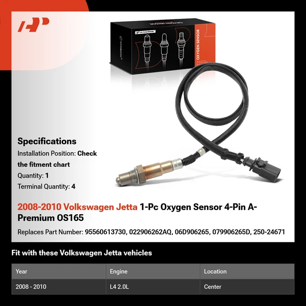 2008-2010 Volkswagen Jetta 1-Pc Oxygen Sensor 4-Pin A-Premium OS165