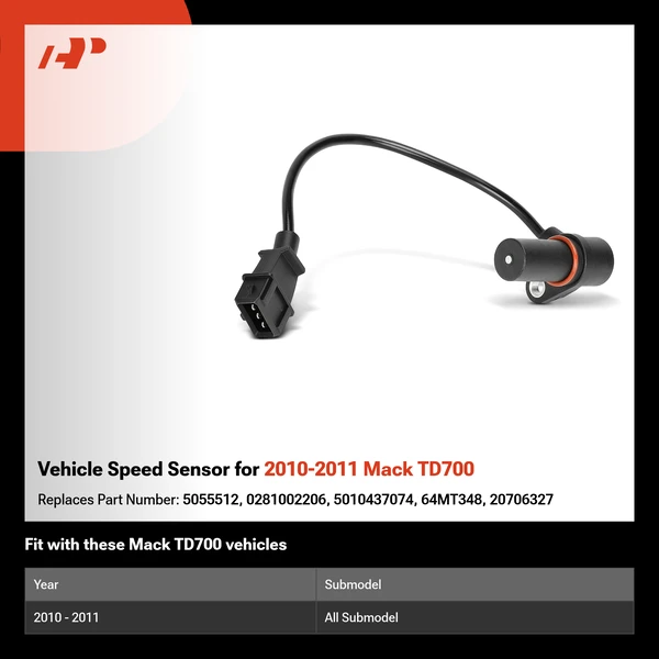 Vehicle Speed Sensor for 2010-2011 Mack TD700
