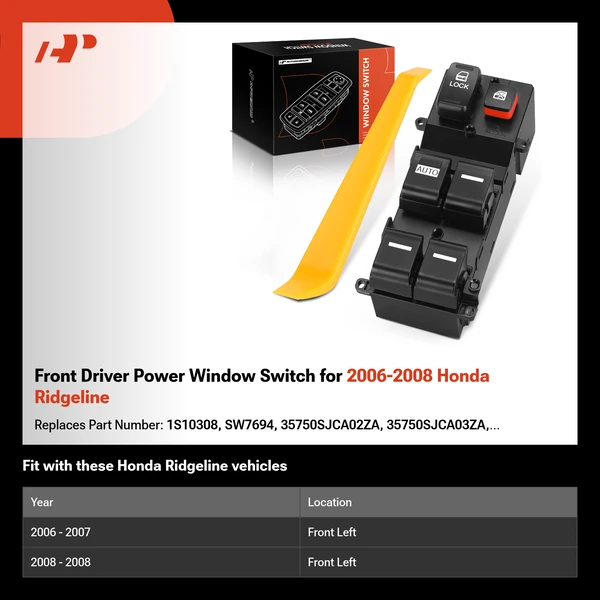 Front Driver Power Window Switch for 2006-2008 Honda Ridgeline