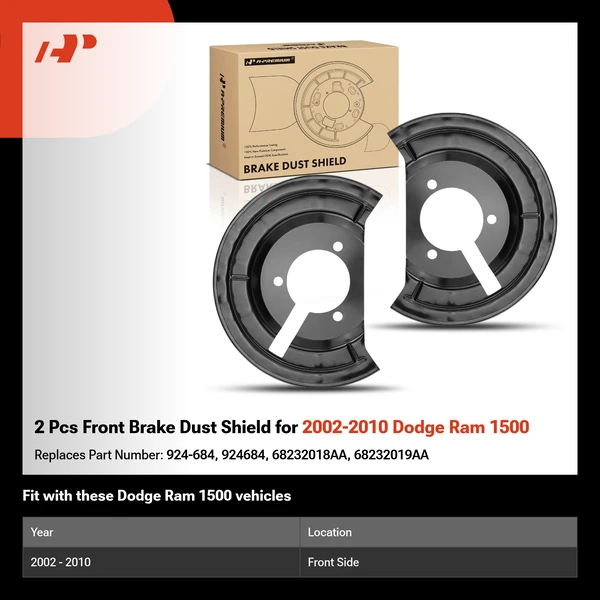 2 Pcs Front Brake Dust Shield for 2002-2010 Dodge Ram 1500