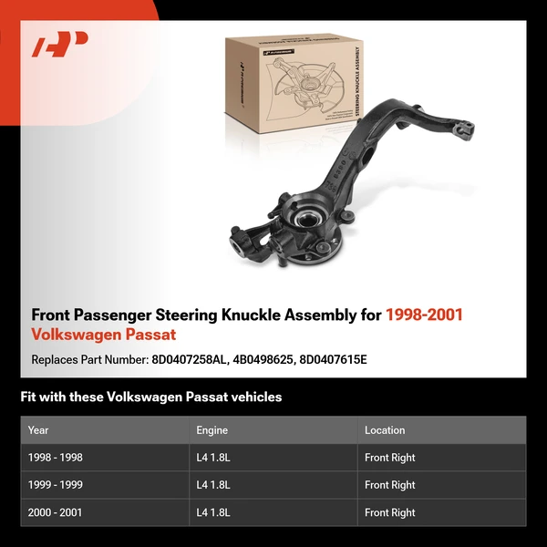 Front Passenger Steering Knuckle Assembly for 1998-2001 Volkswagen Passat