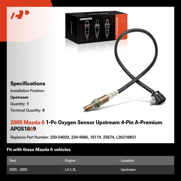 2005 Mazda 6 1-Pc Oxygen Sensor Upstream 4-Pin A-Premium APOS1869