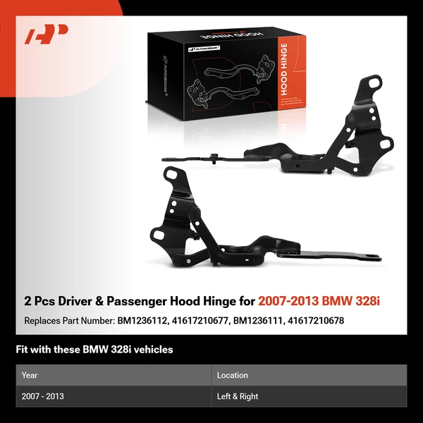 2 Pcs Driver & Passenger Hood Hinge for 2007-2013 BMW 328i