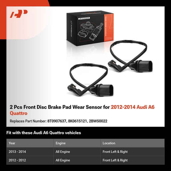 2 Pcs Front Disc Brake Pad Wear Sensor for 2012-2014 Audi A6 Quattro