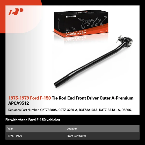1975-1979 Ford F-150 Tie Rod End Front Driver Outer A-Premium APCA9512