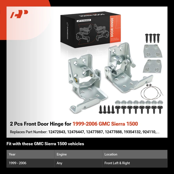 2 Pcs Front Door Hinge for 1999-2006 GMC Sierra 1500