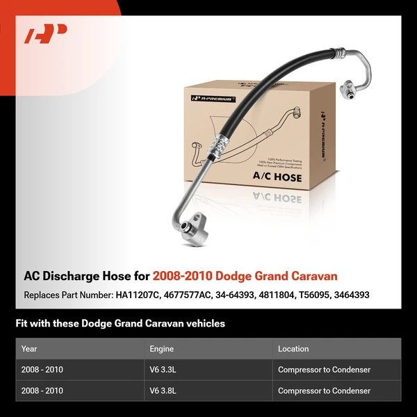 AC Discharge Hose for 2008-2010 Dodge Grand Caravan