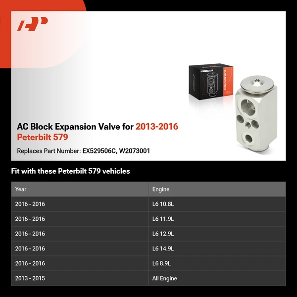 AC Block Expansion Valve for 2013-2016 Peterbilt 579