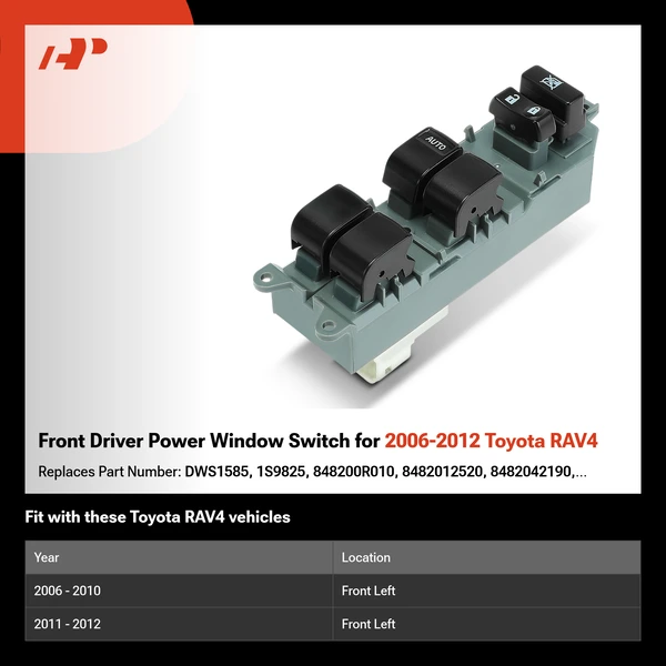 Front Driver Power Window Switch for 2006-2012 Toyota RAV4