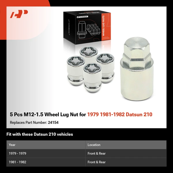 5 Pcs M12-1.5 Wheel Lug Nut for 1979 1981-1982 Datsun 210