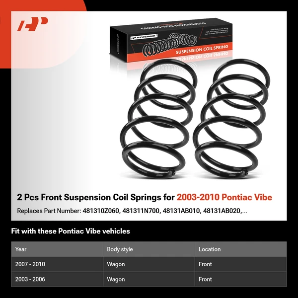 2 Pcs Front Suspension Coil Springs for 2003-2010 Pontiac Vibe
