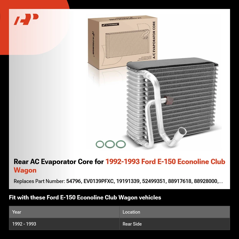 Rear AC Evaporator Core for 1992-1993 Ford E-150 Econoline Club Wagon