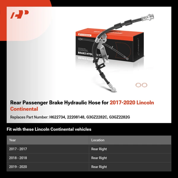 Rear Passenger Brake Hydraulic Hose for 2017-2020 Lincoln Continental