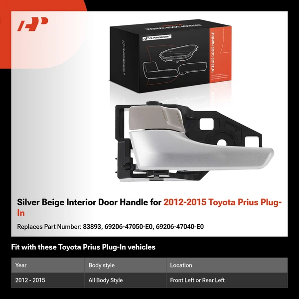 Silver Beige Interior Door Handle for 2012-2015 Toyota Prius Plug-In