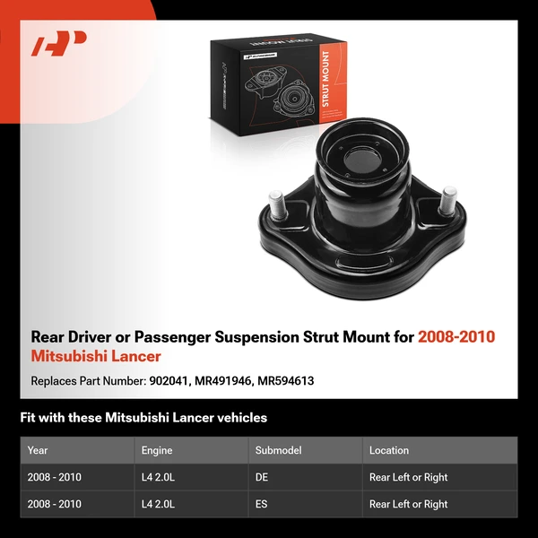 Rear Driver or Passenger Suspension Strut Mount for 2008-2010 Mitsubishi Lancer