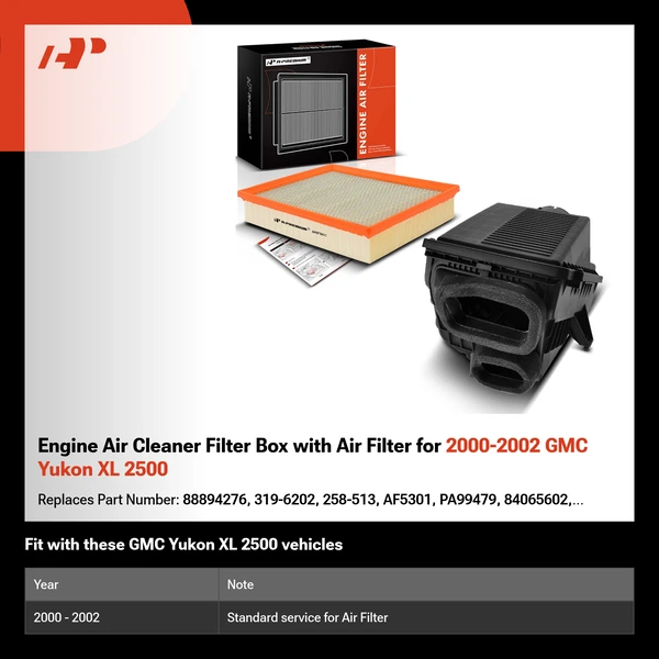 Engine Air Cleaner Filter Box with Air Filter for 2000-2002 GMC Yukon XL 2500