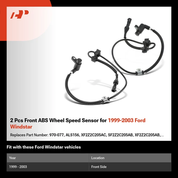 2 Pcs Front ABS Wheel Speed Sensor for 1999-2003 Ford Windstar