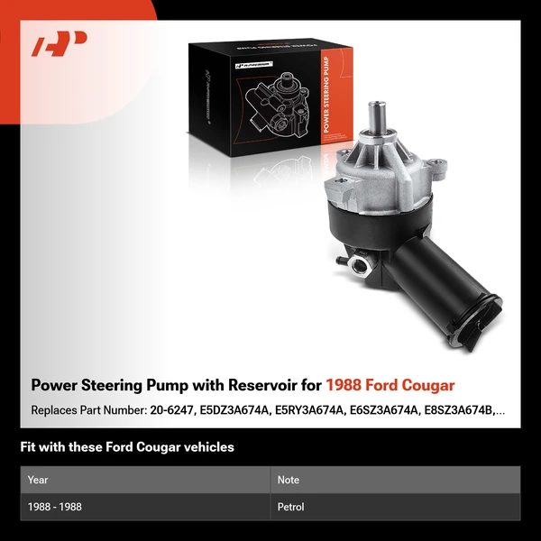 Power Steering Pump with Reservoir for 1988 Ford Cougar