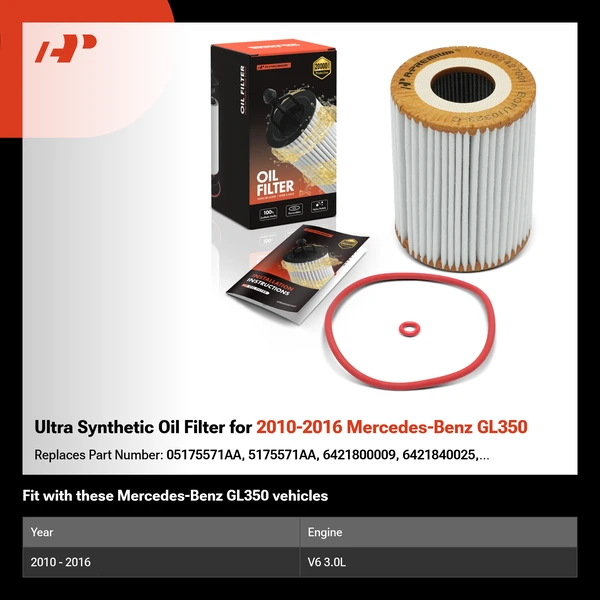 Ultra Synthetic Oil Filter for 2010-2016 Mercedes-Benz GL350