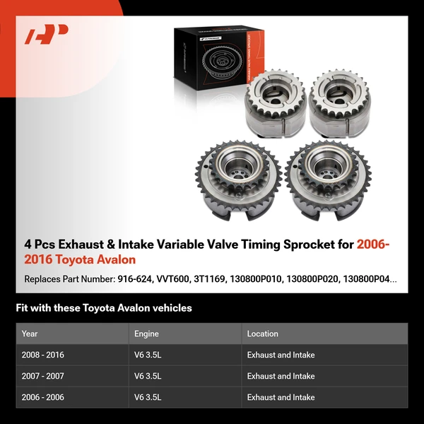 4 Pcs Exhaust & Intake Variable Valve Timing Sprocket for 2006-2016 Toyota Avalon