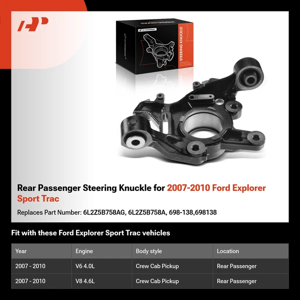 Rear Passenger Steering Knuckle for 2007-2010 Ford Explorer Sport Trac