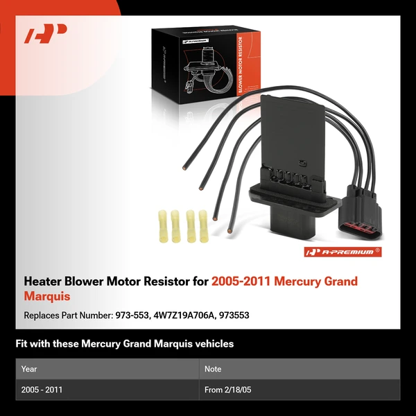 Heater Blower Motor Resistor for 2005-2011 Mercury Grand Marquis