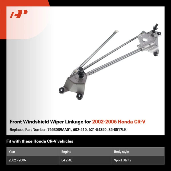 Front Windshield Wiper Linkage for 2002-2006 Honda CR-V