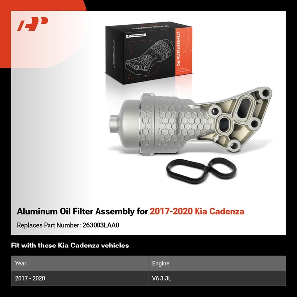 Aluminum Oil Filter Assembly for 2017-2020 Kia Cadenza