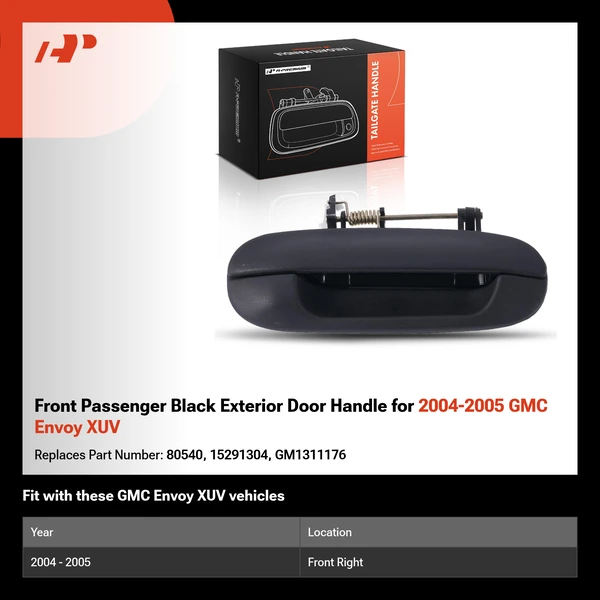 Front Passenger Black Exterior Door Handle for 2004-2005 GMC Envoy XUV