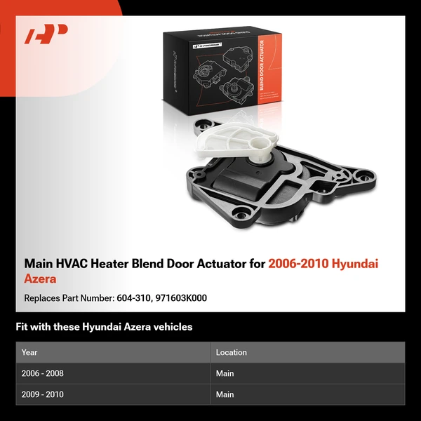 Main HVAC Heater Blend Door Actuator for 2006-2010 Hyundai Azera
