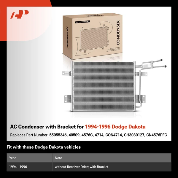 AC Condenser with Bracket for 1994-1996 Dodge Dakota