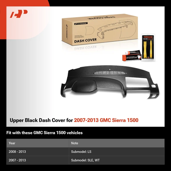 Upper Black Dash Cover for 2007-2013 GMC Sierra 1500