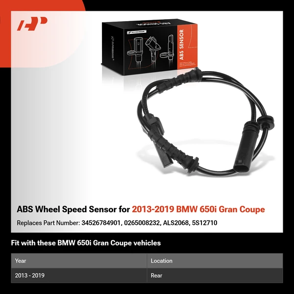 ABS Wheel Speed Sensor for 2013-2019 BMW 650i Gran Coupe