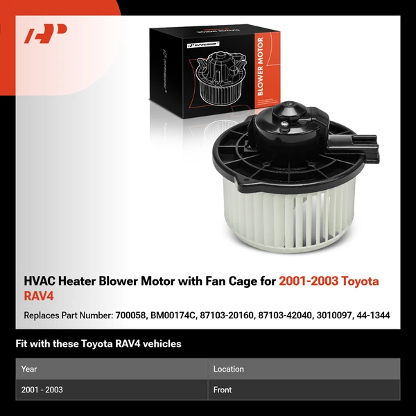 HVAC Heater Blower Motor with Fan Cage for 2001-2003 Toyota RAV4