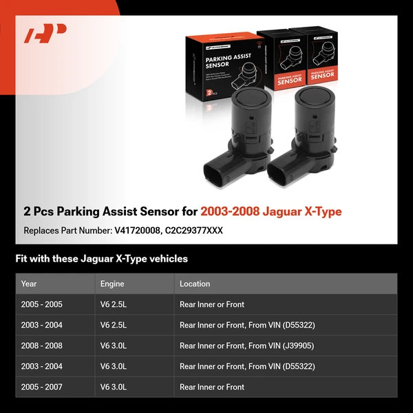 2 Pcs Parking Assist Sensor for 2003-2008 Jaguar X-Type