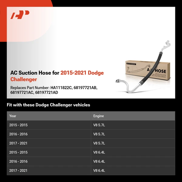 AC Suction Hose for 2015-2021 Dodge Challenger