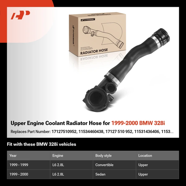 Upper Engine Coolant Radiator Hose for 1999-2000 BMW 328i