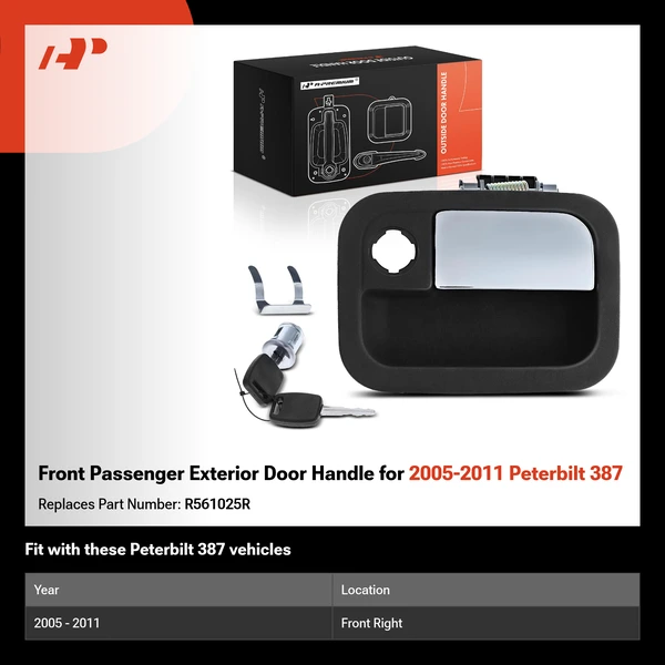 Front Passenger Exterior Door Handle for 2005-2011 Peterbilt 387