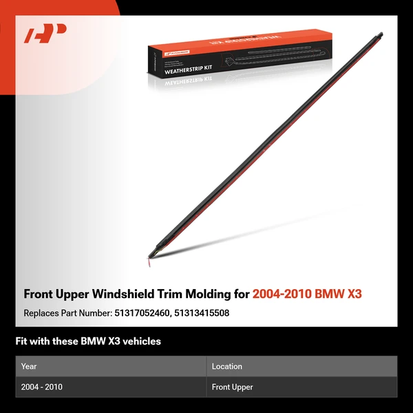 Front Upper Windshield Trim Molding for 2004-2010 BMW X3