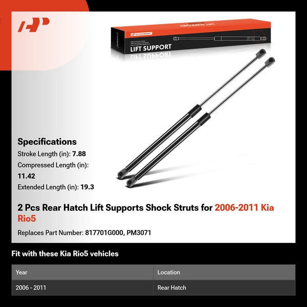 2 Pcs Rear Hatch Lift Supports Shock Struts for 2006-2011 Kia Rio5