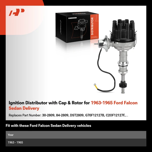 Ignition Distributor with Cap & Rotor for 1963-1965 Ford Falcon Sedan Delivery