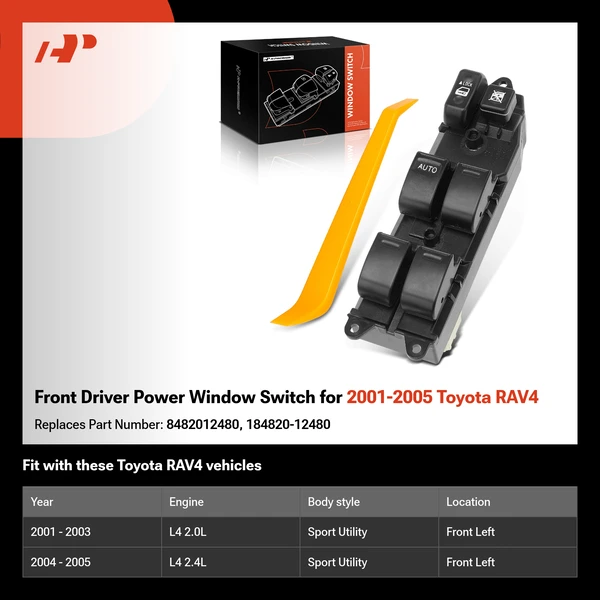 Front Driver Power Window Switch for 2001-2005 Toyota RAV4