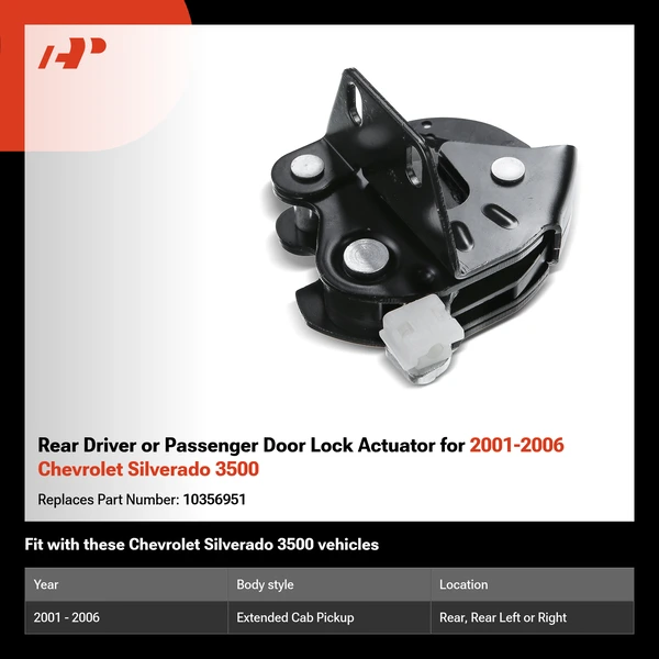 Rear Driver or Passenger Door Lock Actuator for 2001-2006 Chevrolet Silverado 3500