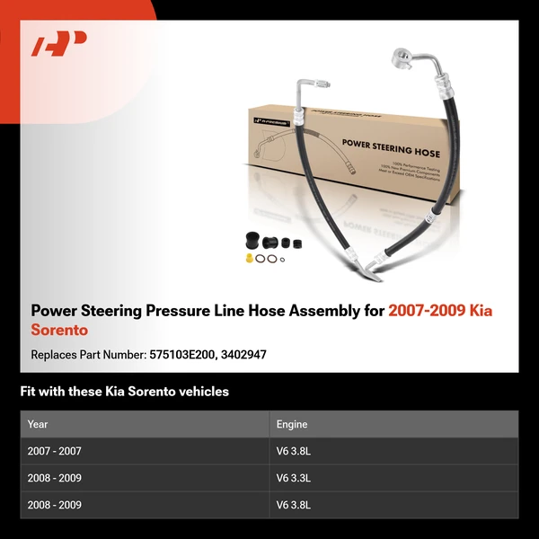 Power Steering Pressure Line Hose Assembly for 2007-2009 Kia Sorento