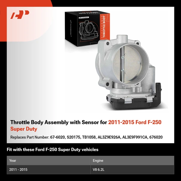 Throttle Body Assembly with Sensor for 2011-2015 Ford F-250 Super Duty