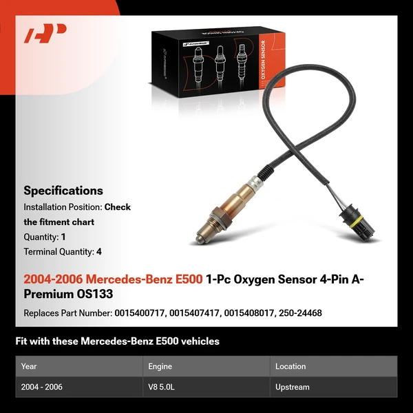 2004-2006 Mercedes-Benz E500 1-Pc Oxygen Sensor 4-Pin A-Premium OS133